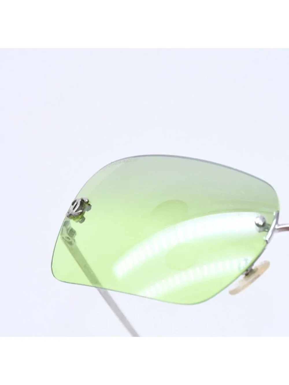 Chanel Rimless Sunglasses Eyewear CC Logo Green